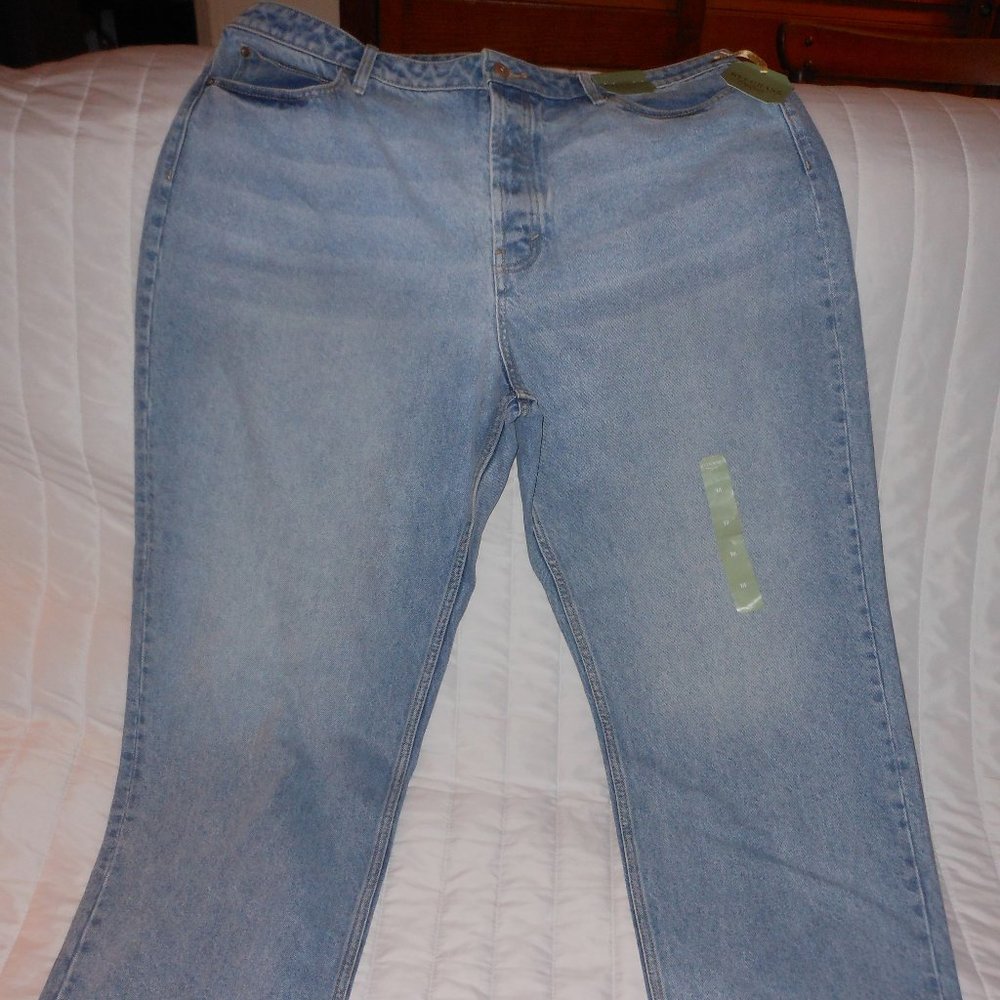 NWT Ryegrass Women's Size 18 Button-Fly Wide Straight Leg Light Wash Denim Jeans